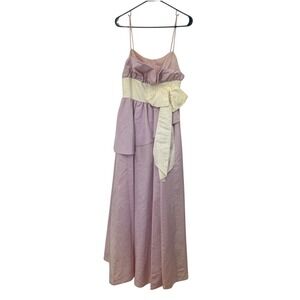 Gunne Sax Moiré Empire Dress Sz 9 Purple Cream Bow Yellowed Flawed Project Piece